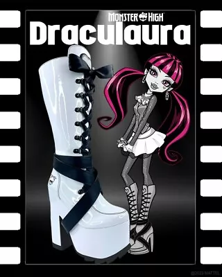 YRU Monster High Draculaura Vamp Boots Shoes Grey / Black Size 6 • £152.03