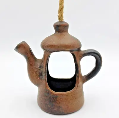 $26.99 • Buy VTG Hanging Ceramic Tea Pot Shaped Planter Bird Feeder Candle Holder Rustic Prim