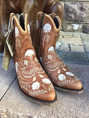 Liberty Black FLORAL EMBROIDERED Cowgirl BOOTS Hippie BOHO Saddle Tan 7M • $309.99