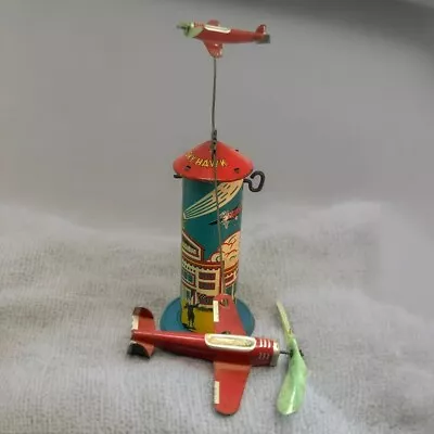 1930s MARX SKY HAWK Tower Aeroplane Airplane Wind Up Toy Works Complete READ • $149.95