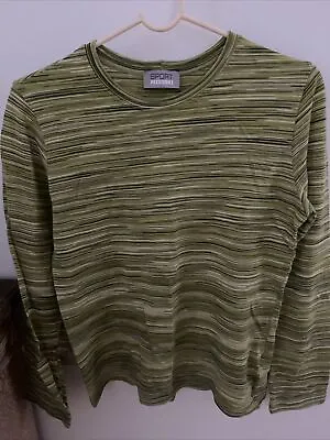 Missoni Sport Knited Sweater Pulover Green Striped 46 USA L Wool Blend Preloved • $40