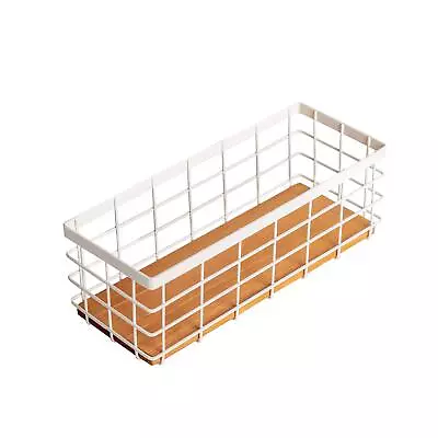 Small Metal Wire Storage Basket Detachable Wood Base Storage Organizer Bin Ba... • $23.12