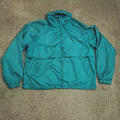 VTG Eddie Bauer Jacket Men XL XLarge Green HOOD Windbreaker Vented Caped Fishing • $18.88