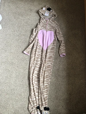 £1.99 • Buy Girls Stripey Cat One Piece With Hood And Feet Age 13-14