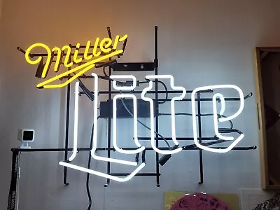 New Miller Lite Beer Neon Light Sign 20 X16  Lamp Bar Real Glass Artwork Decor • $150