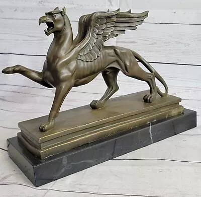 Art By Roche Griffin Bronze Marble Sculpture Statue Art Deco Mythical Figurine • $399