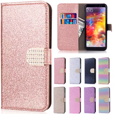 For Samsung Galaxy Phones Glitter Magnetic Diamond Wallet Slots Case Stand Cover • $15.89