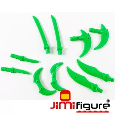 NEW LEGO Minifigure Weapon Pack Hooks Knives Swords X 10 Bright Green 37341 • $7.95