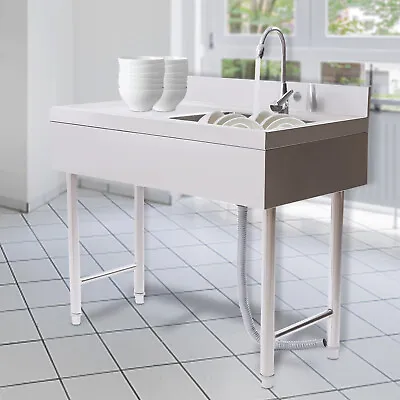 1 Compartment Commercial Utility Sink Stainless Steel Hand Basin Prep Table &Tap • $211