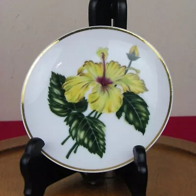 Ucagco China Floral Hibiscus Flower Plate Gold Rimmed Occupied Japan Yellow 6.5  • $9.99