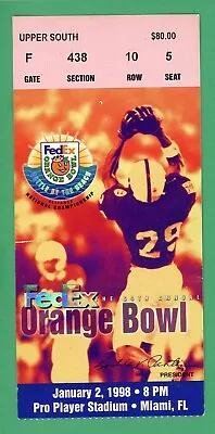 1998 Orange Bowl Peyton Manning Last Game NCAA Football Ticket Tennessee • $179.95