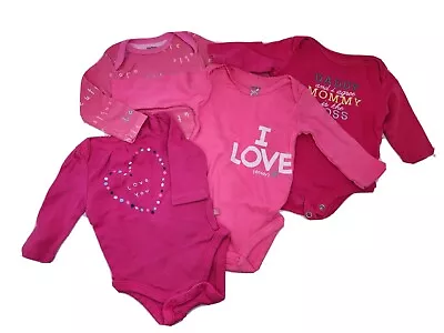 Newborn Baby Girl Carter's & Gerber Pink Long Sleeve Bodysuit Bundle 4 Shirts • $8