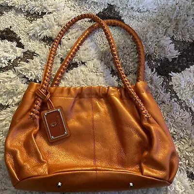 Paolo Masi Pearlized Shoulder Handbag Orange Lilium With Braided Handles • $35