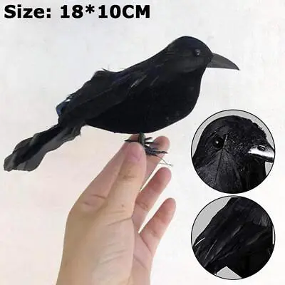 Crow Bird Black Ravens Fancy Dress Prop Home Decor Stuffed Halloween U6Y5 • £3.25