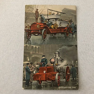 Vintage FIre Truck Fire Department Fireman Firefighter Postcard Post Card • $39.99