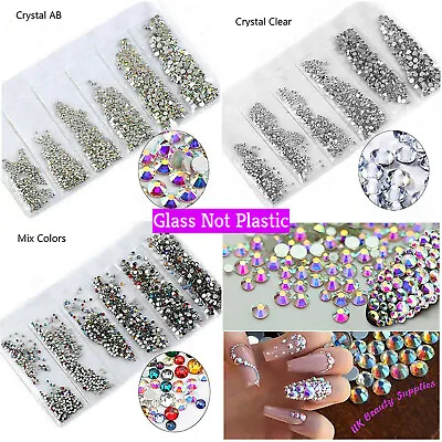 £3.79 • Buy 1400pcs 6 Size AB Diamante Gems Crystal Clear Rhinestone 3D Nail Art Decoration