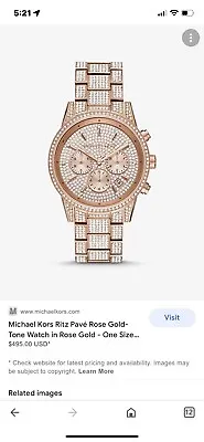 Michael Kors Ritz Pave Rose Gold Women’s Watch. • $150