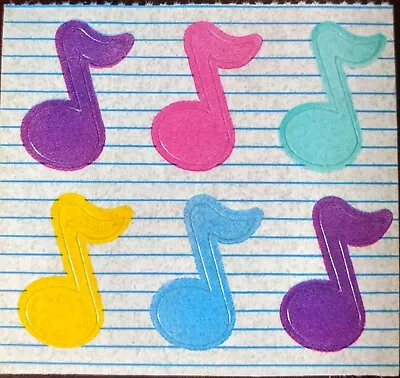 Vintage 80's LISA FRANK Sticker MUSIC NOTES Colorful NOTEBOOK 2X2 • $3.63