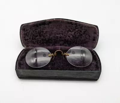 Antique Nose Pinch Eyeglasses W/ Case • $25