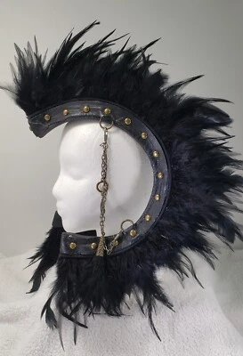 $199 • Buy Renegade ICON Black Feather & Leather Headdress W/Brass Embellishments DS29