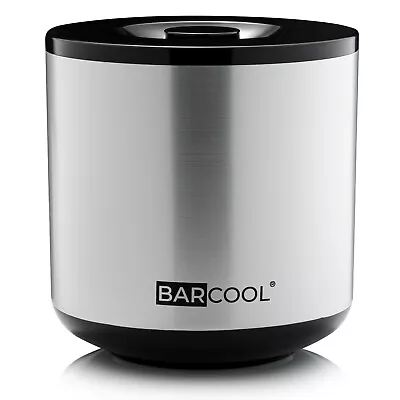 Barcool 4L Ice Bucket With Lid & Stainless Steel Ice Tongs - Round Silver • £19.99