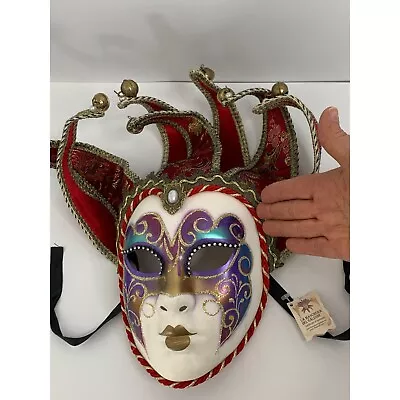 VTG Full Size La Maschera Del Galeone Venetian Mask Venice Italy Jester 6871 • $89
