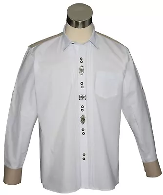 WHITE Men Dress Shirt Bavarian Oktoberfest M L XL  Lederhosen Long Sleeve German • $49