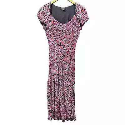 VINTAGE NOLITA Floral Calf Length Short Cap Sleeve Lined Dress Women Med  • $25