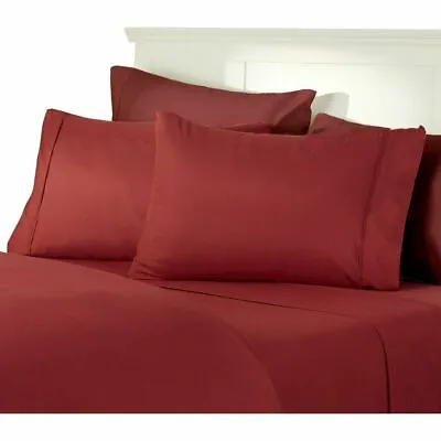 600 Tc Uk Size Hotel Burgundy Solid 100% Soft Egyptian Cotton Bedding Items • £134.39