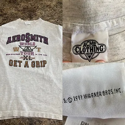 Vintage Aerosmith Get A Grip 1991 World Tour T-Shirt Large ACME CLOTHING WARNER • $39.99