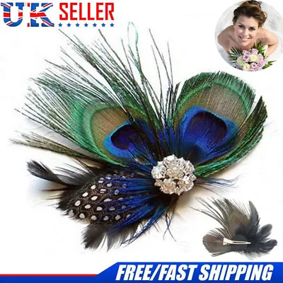£5.79 • Buy Peacock Feather Fascinator Hair Clip Wedding 20's Gatsby Party Vintage Headpiece
