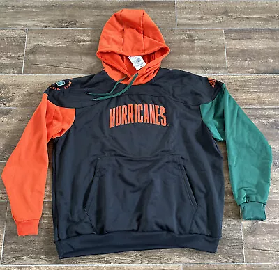 NEW Miami Hurricanes NCAA Adidas Men's XL BLACK Performance STM PULLOVER Hoodie • $59.99