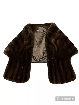 Vintage Evans Chicago Fur Mink Stole Collar Wrap Shawl Brown Fully Lined • $59.99