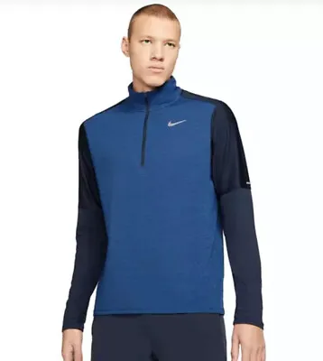 $39.99 • Buy Nike Men's DRI-FIT 1/2-Zip Running Top Large Blue FAST FREE SHIPPING New W/ Tags