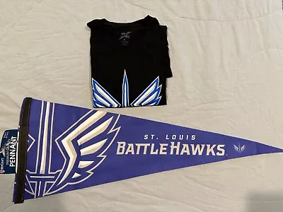 NEW XFL Men's St. Louis Battlehawks Logo T-Shirt Sz XL Black And Pennant UFL • $17.95