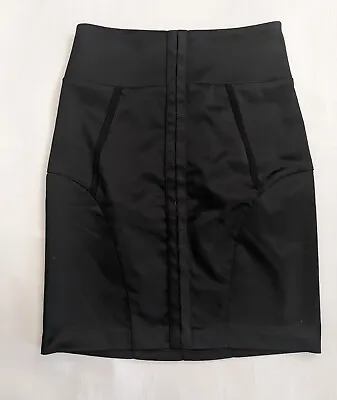 BEBE Women's Black Pencil Skirt With Back Bandage Zipper Size 0 • $7.19