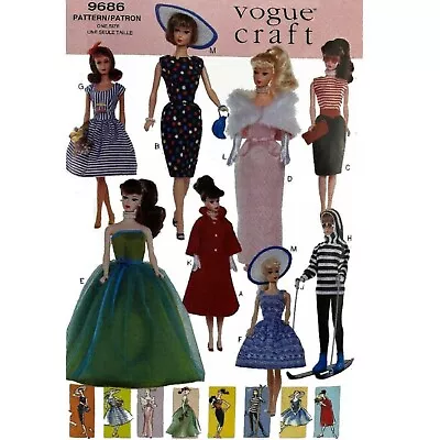 Barbie Doll Clothes Pattern And Booklet Vogue 9686 Vintage Sewing Pattern • $12.95