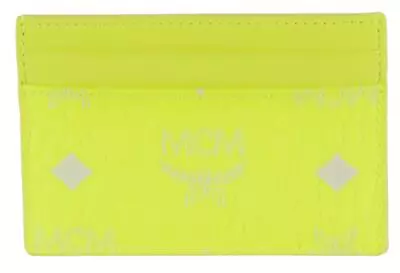 New MCM Neon Yellow Visetos Coated Canvas Mini Card Case Wallet • $126.41