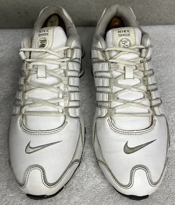 Nike Shox NZ SL White Metallic Silver Running Shoes 366363-111 Mens Size 9 • $67.49