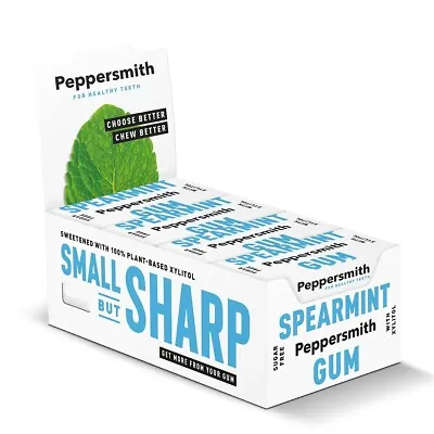 Peppersmith 100% Xylitol Spearmint Chewing Gum (Pack Of 12 = 120 Pellets) • £16.50
