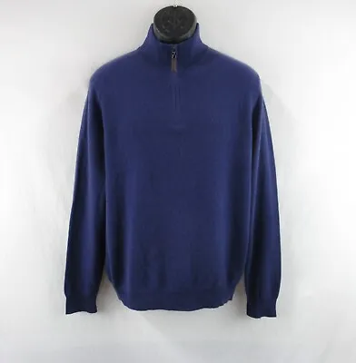 ISAAC MIZRAHI Men's 100% 2-Ply Cashmere 1/4 Zip Pullover Sweater Size L #K288 • $49.99