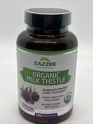 USDA Organic Milk Thistle 7500 Mg Strength 120 Veggie Caps 80% Silymarin 30:1 • $20.99