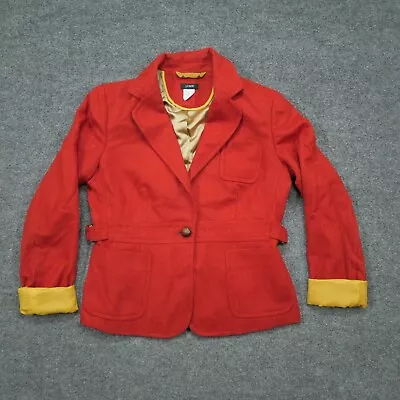 J Crew Jacket Womens 8 Red Orange Yellow Wool Robert Noble Sports Coat Blazer • $47.77