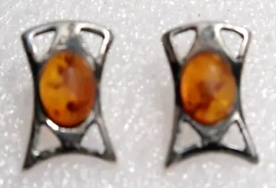 Vintage Natural Honey Color Baltic Amber Pierced Earrings   #17 • $14.99