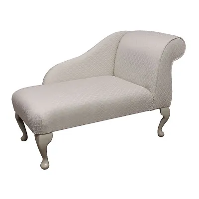 41  Small Chaise Lounge Sofa Seat Chair Oyster Diamond Fabric Queen Anne • £325.28