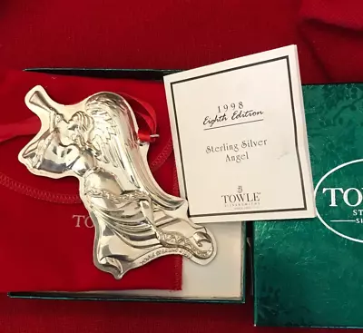 TOWLE Sterling Silver ANGEL Christmas Ornament 1998 Eighth Edition FREE SHIPPING • $59.99