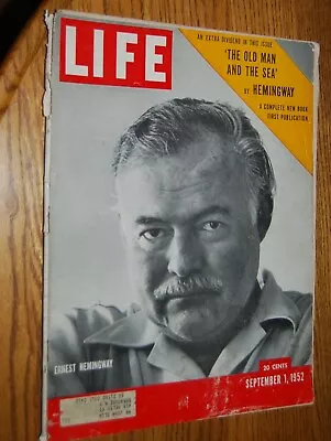 Life Magazine 9/1/1952 ERNEST HEMINGWAY 1st Publication THE OLD MAN AND THE SEA • $89.99