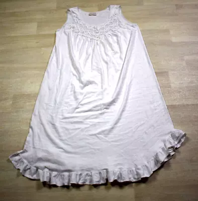 80s Nicole Cotton Prairie Nightgown Ruffle Crochet Cottagecore VTG White • $27.92