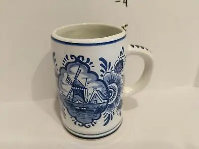 Vintage Blue Delft Miniature 3.5  Tankard Stein Mug HandPainted Windmill Holland • $16.50