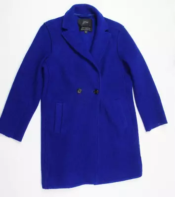 J.Crew Daphne Topcoat Womens 4P Royal Blue Boiled Italian Wool Long Sleeve • $31.97